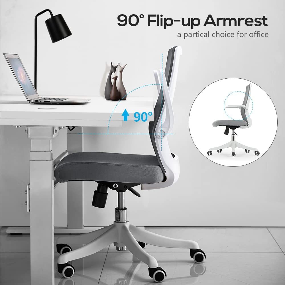 SIHOO M76 Ergonomic Office Chair Swivel Desk Chair Height Adjustable Mesh Back Computer Chair with Lumbar Support, 90° Flip-up Armrest Grey - Image 2