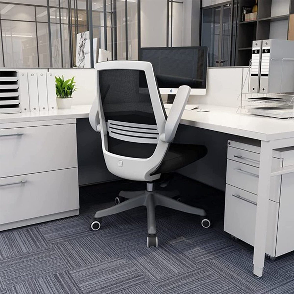 SIHOO M76 Ergonomic Office Chair Swivel Desk Chair Height Adjustable Mesh Back Computer Chair with Lumbar Support, 90° Flip-up Armrest Grey - Image 9