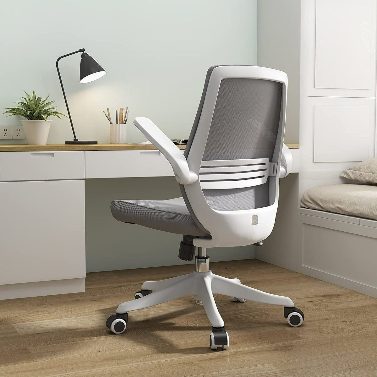 SIHOO M76 Ergonomic Office Chair Swivel Desk Chair Height Adjustable Mesh Back Computer Chair with Lumbar Support, 90° Flip-up Armrest Grey - Image 10