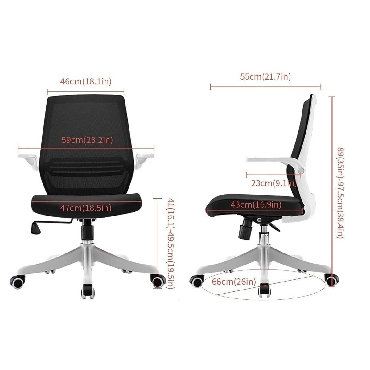 SIHOO M76 Ergonomic Office Chair Swivel Desk Chair Height Adjustable Mesh Back Computer Chair with Lumbar Support, 90° Flip-up Armrest Grey - Image 11