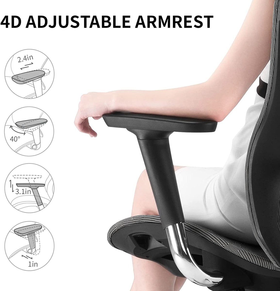 Sihoo Ergonomic Office Chair V1 4D Adjustable High-Back Breathable With Footrest And Lumbar Support Black - Image 6
