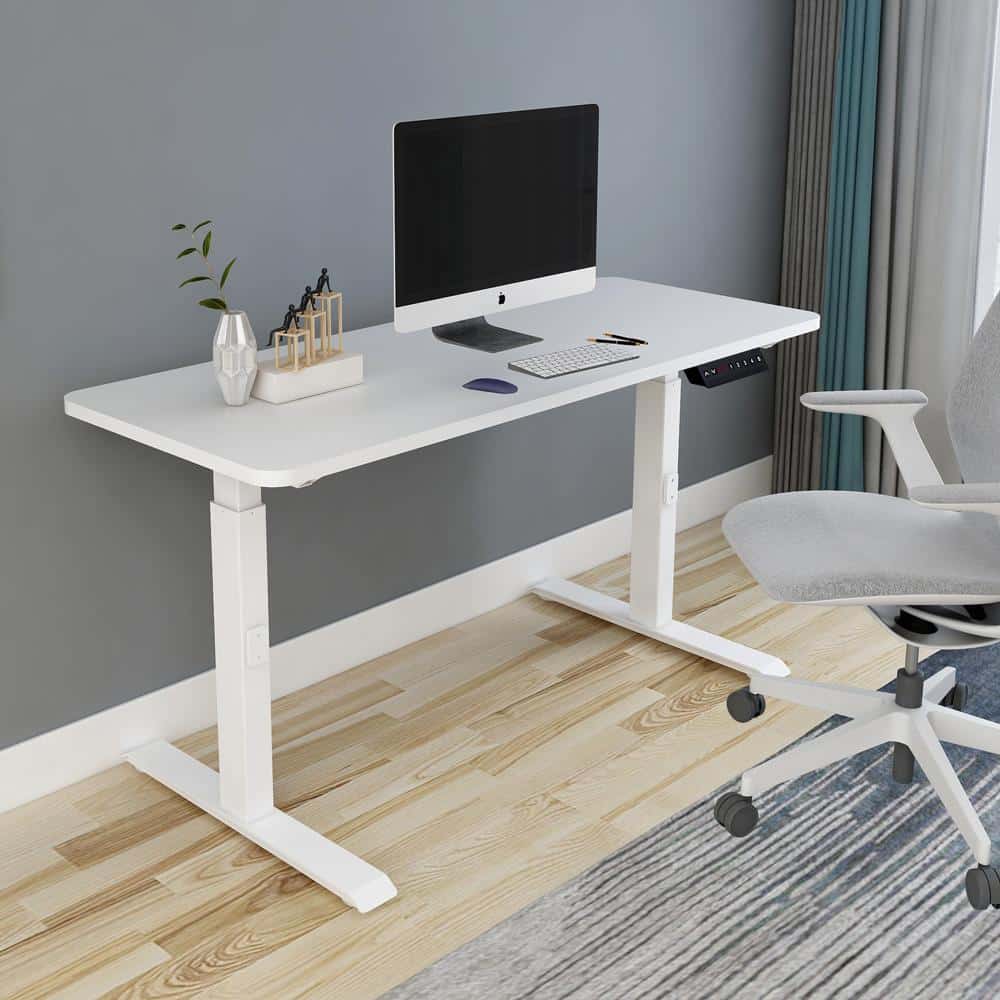 120cm Standing Desk Height Adjustable Sit Stand Black Motorised White Single Motor Frame Birch Top - Image 8