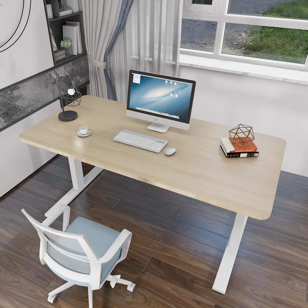120cm Standing Desk Height Adjustable Sit Stand Motorised White Single Motor Frame White Top - Image 10
