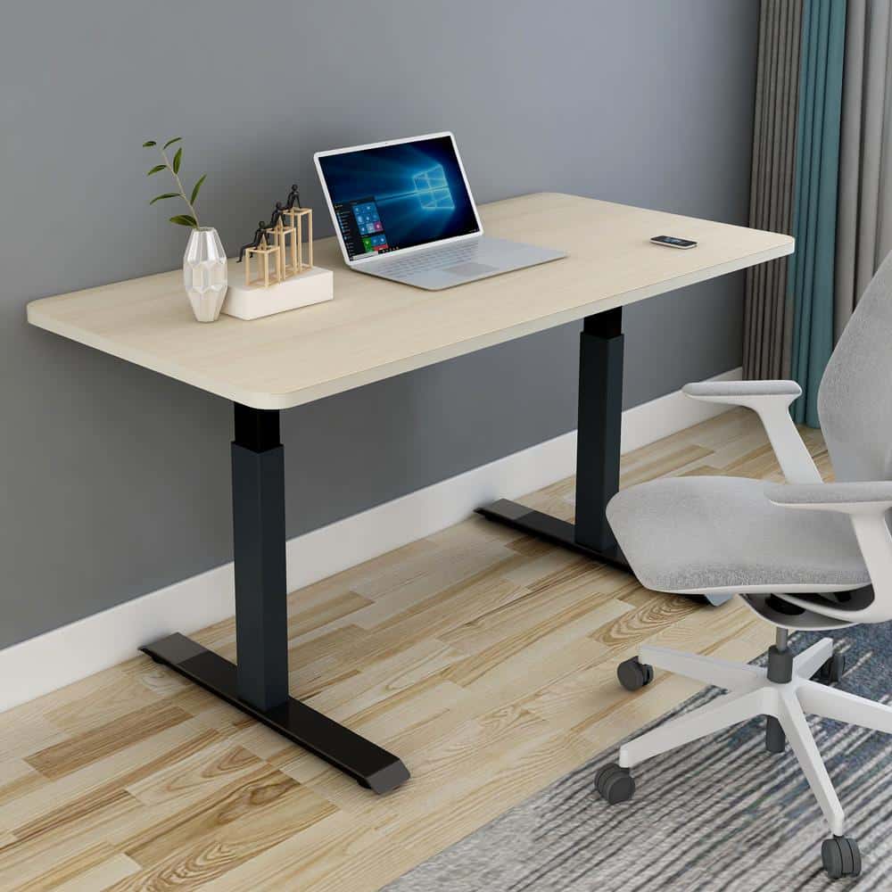 140cm Standing Desk Height Adjustable Sit Stand Motorised White Single Motor Frame White Top - Image 5