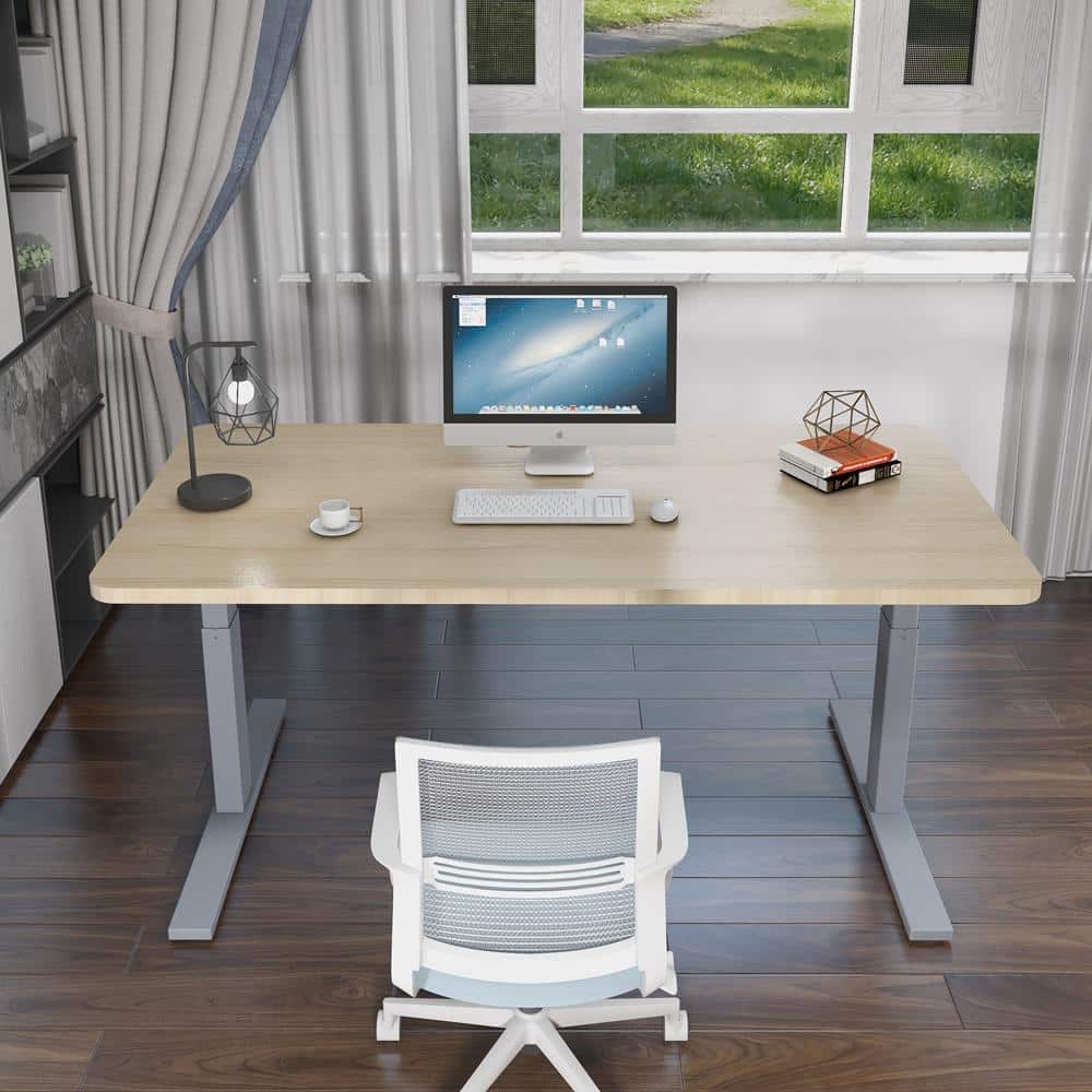 140cm Standing Desk Height Adjustable Sit Stand Motorised White Single Motor Frame White Top - Image 9