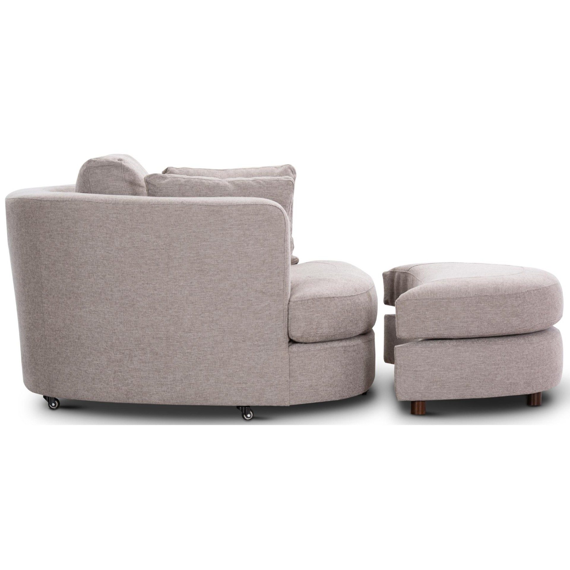 Sunshine Single Sofa Love Chair Fabric Swivel Armchair Ottoman Set - Steel - Image 5