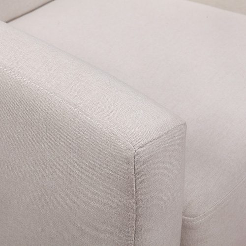 Armchair in Beige Colour Lounge Accent Chair Upholstered Fabric with Wooden leg - Image 5
