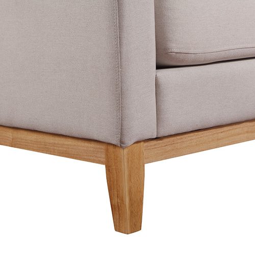 Armchair in Beige Colour Lounge Accent Chair Upholstered Fabric with Wooden leg - Image 6