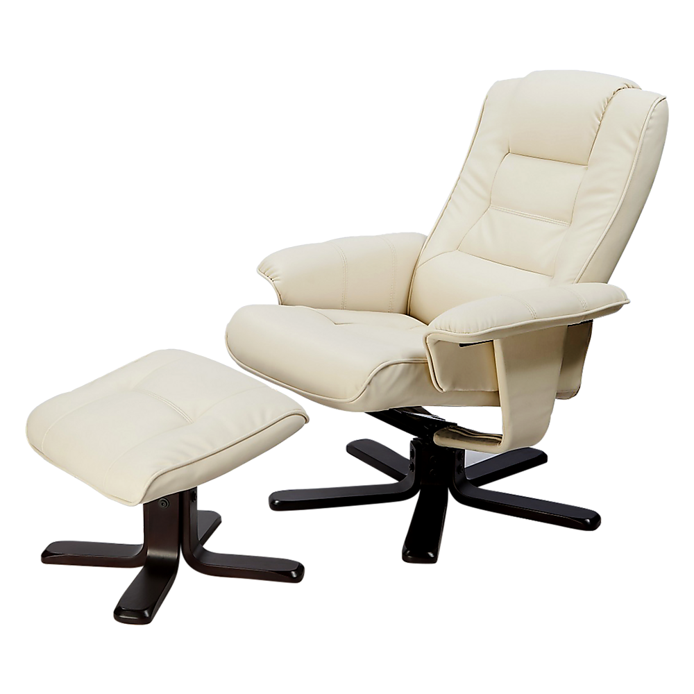 PU Leather Massage Chair Recliner Ottoman Lounge Remote