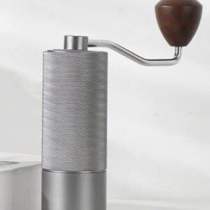 Silver Premium Manual Coffee Grinder with Adjustable Ceramic Burr - Compact and Durable for Perfect Coffee Grinding