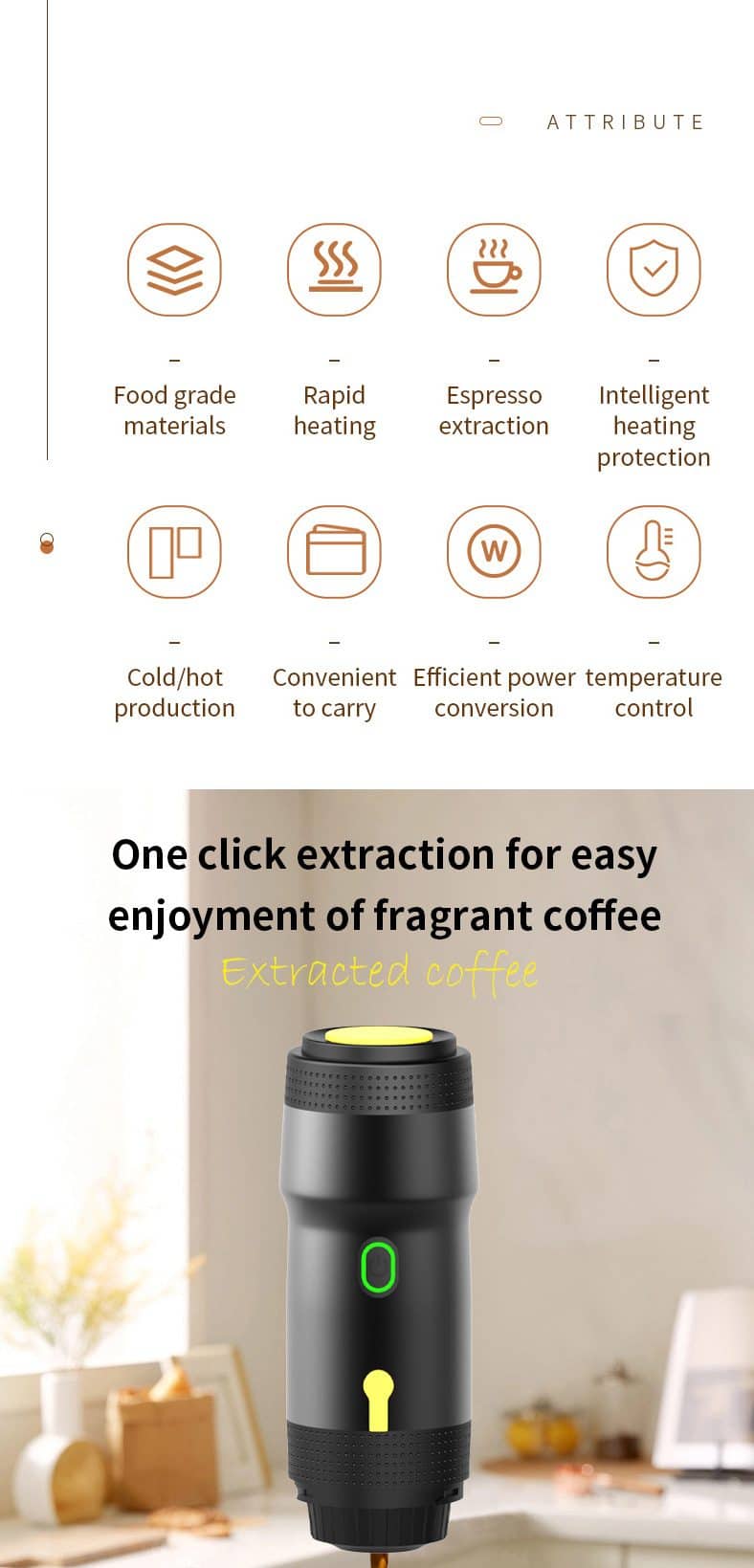 Black 3-in-1 Portable Electric Espresso Maker - Rechargeable Travel Coffee Machine for Capsules & Ground Coffee - Image 3