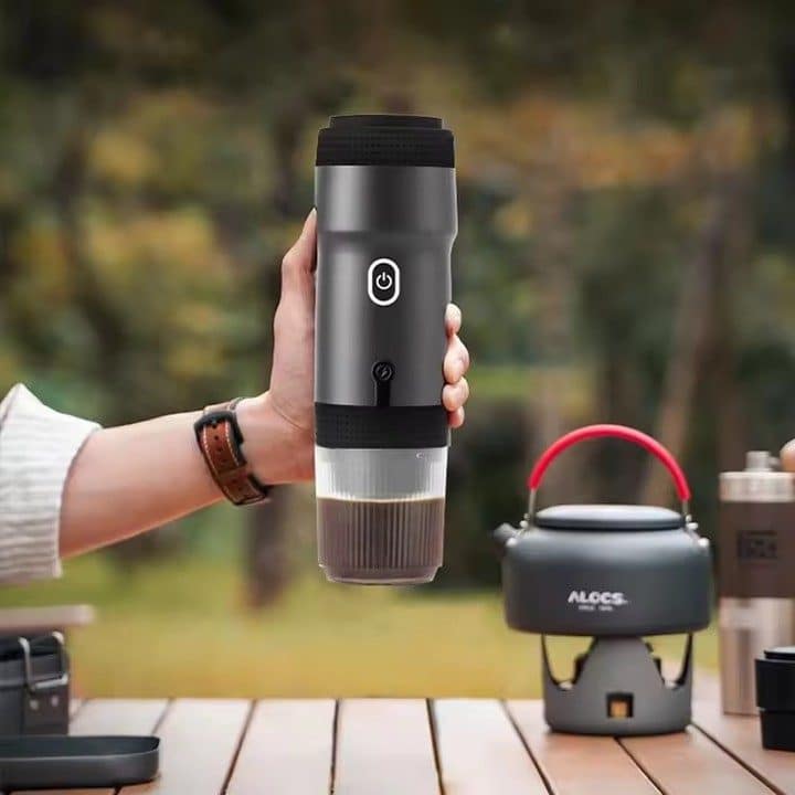 Black 3-in-1 Portable Electric Espresso Maker - Rechargeable Travel Coffee Machine for Capsules & Ground Coffee - Image 7
