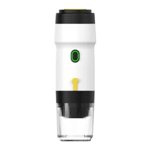 White 3-in-1 Portable Electric Espresso Maker - Rechargeable Travel Coffee Machine for Capsules & Ground Coffee