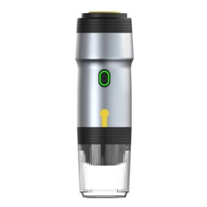 Silver 3-in-1 Portable Electric Espresso Maker - Rechargeable Travel Coffee Machine for Capsules & Ground Coffee