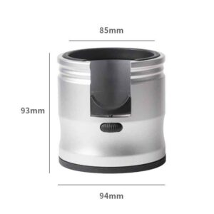Silver Round Professional Aluminum Espresso Tamping Station - Adjustable Portafilter Holder Stand
