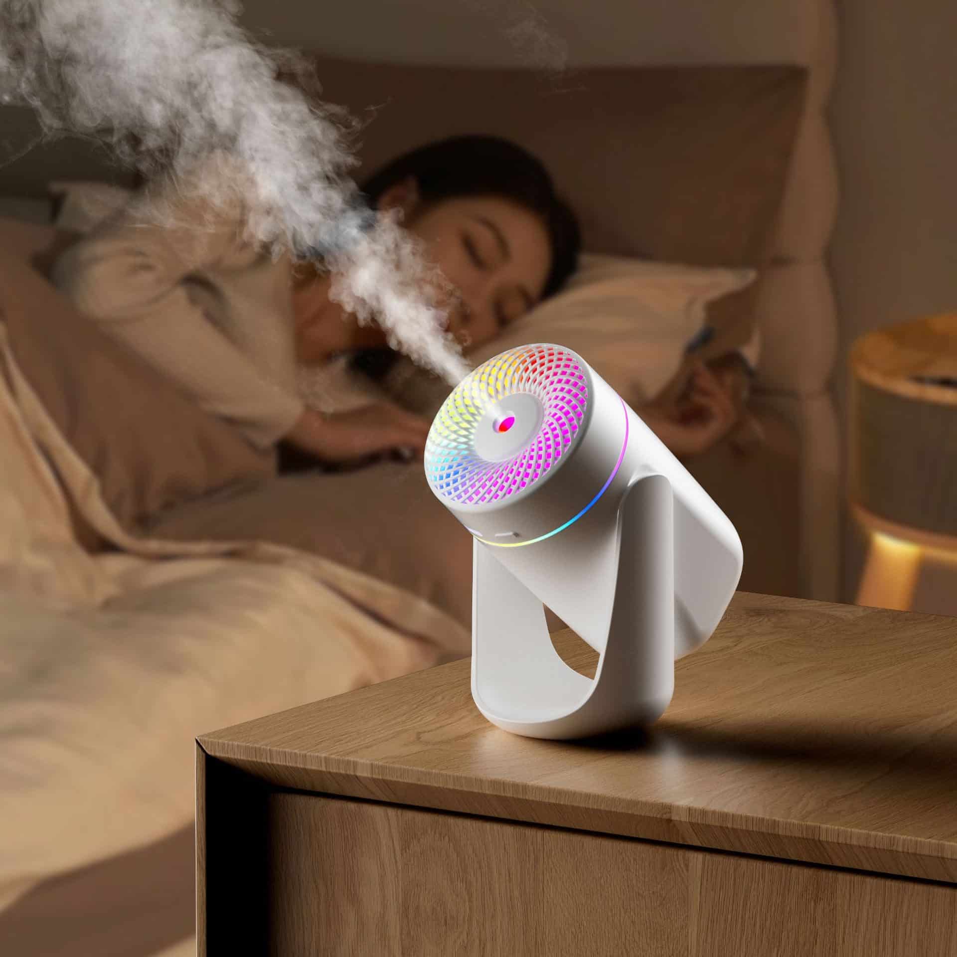 Portable LED Humidifier - Compact Aromatherapy Diffuser with Mist(white)