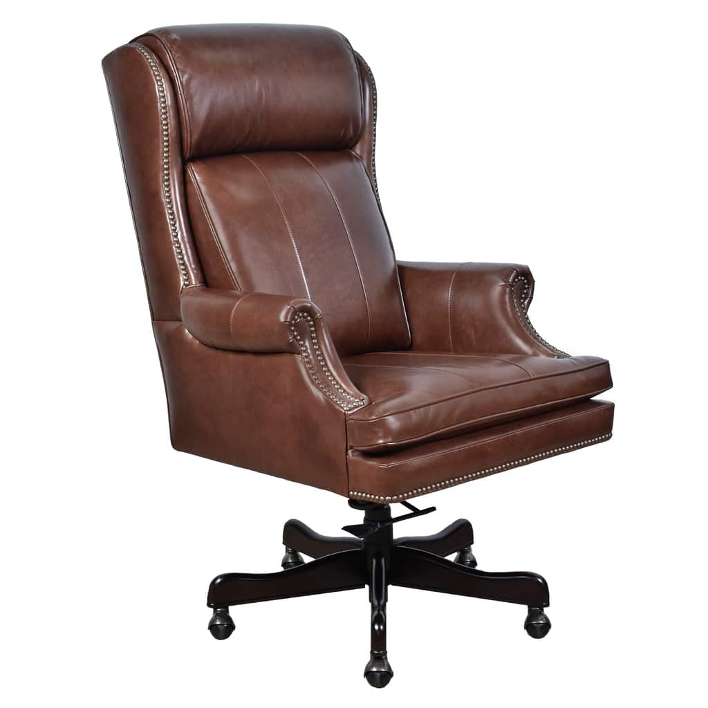 Belmont Brown Leather Desk Chair - Image 2