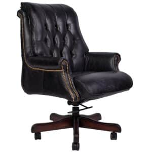 Windsor Executive Chair Black Chesterfield Leather