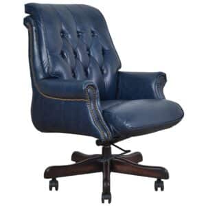 Windsor Executive Chair Blue Chesterfield Leather