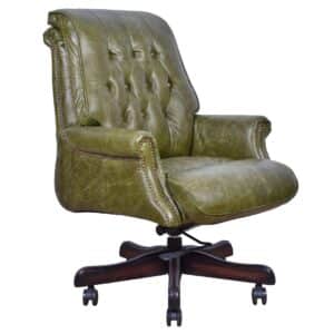 Windsor Executive Chair British Green Chesterfield Leather