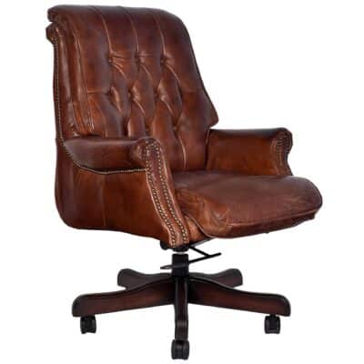 Windsor Executive Chair Vintage Brown Chesterfield Leather