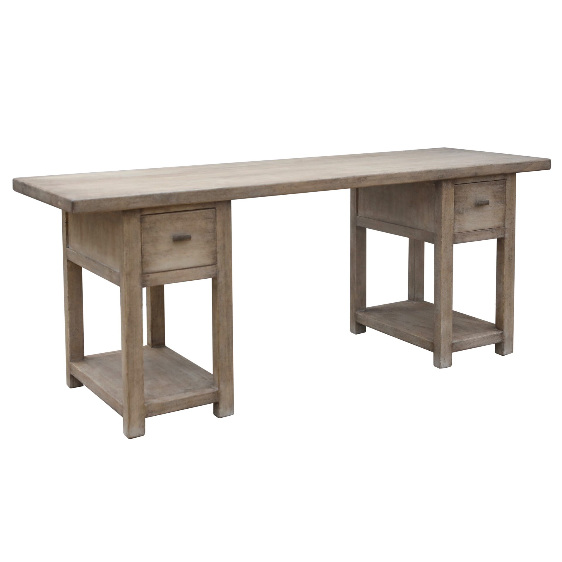 Chatsworth Twin Pedestal Desk Distressed Hardwood